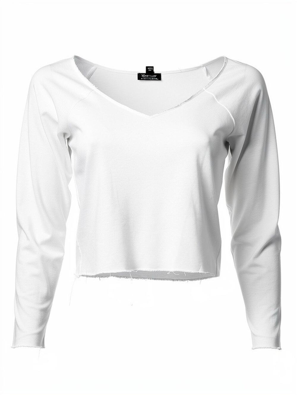 Wild Fable Womens Long Sleeve V Neck Crop Top White Size Small